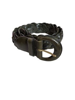 Coach Olive Leather Braided Belt